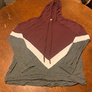 Pink Rose Oversized Red and Gray Hoodie
